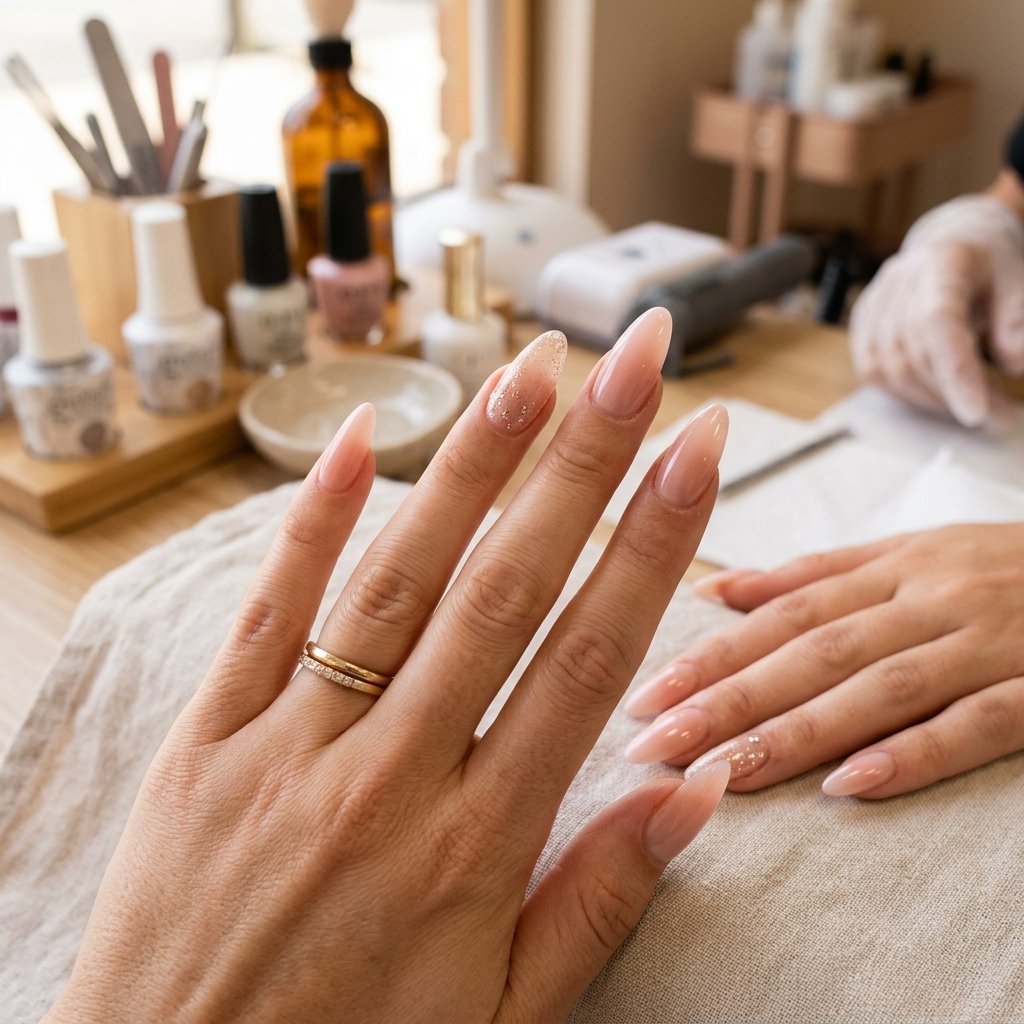 Nude manicure extensions
